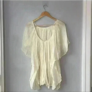 Jens pirate booty gauze flowy cream ivory white top